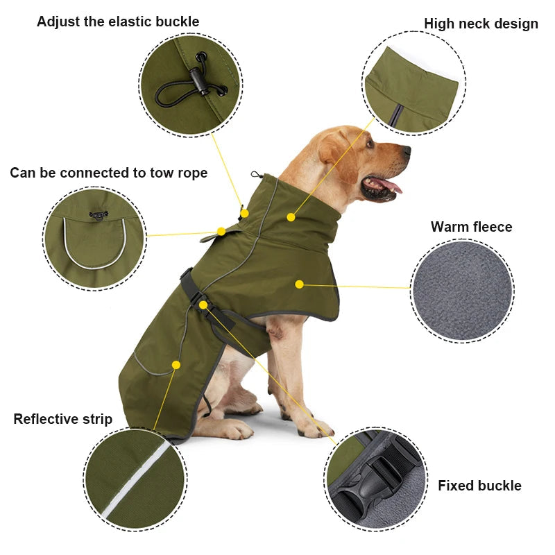 Hunde-Winterbekleidung: Wasserdichter Mantel für große Hunde - The Masked Frenchie