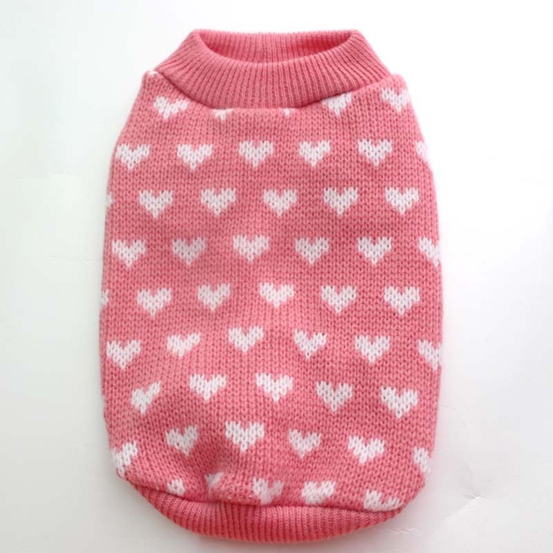 Warmer Valentins-Strickpulli mit Herzchenmuster für den Vierbeiner - The Masked Frenchie