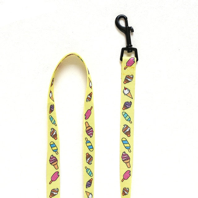 Buntes Ice Cream Geschirr und Leine Set - Gelb - The Masked Frenchie