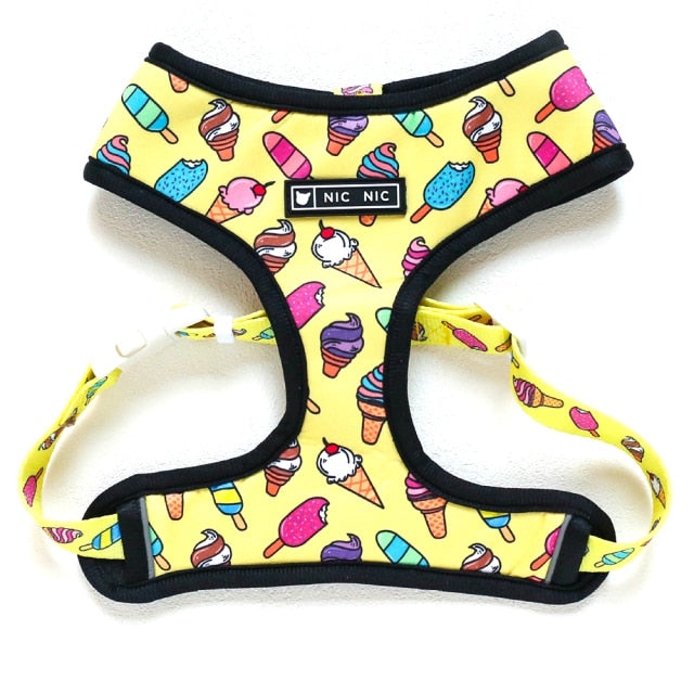 Buntes Ice Cream Geschirr und Leine Set - Gelb - The Masked Frenchie