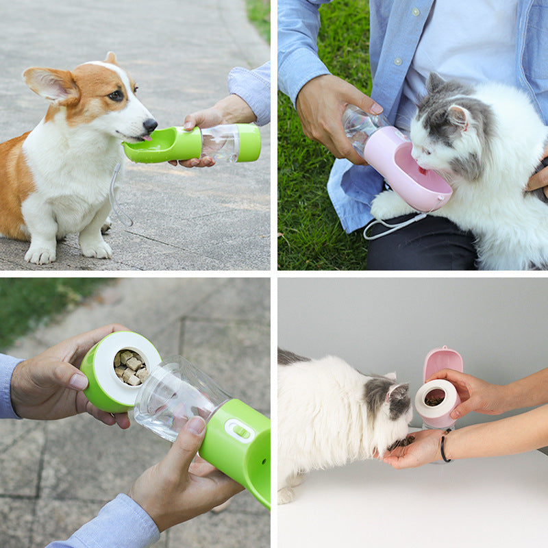 2-in-1 Multifunktions Hunde Wasserflasche mit Futterbehälter und Trinknapf - The Masked Frenchie