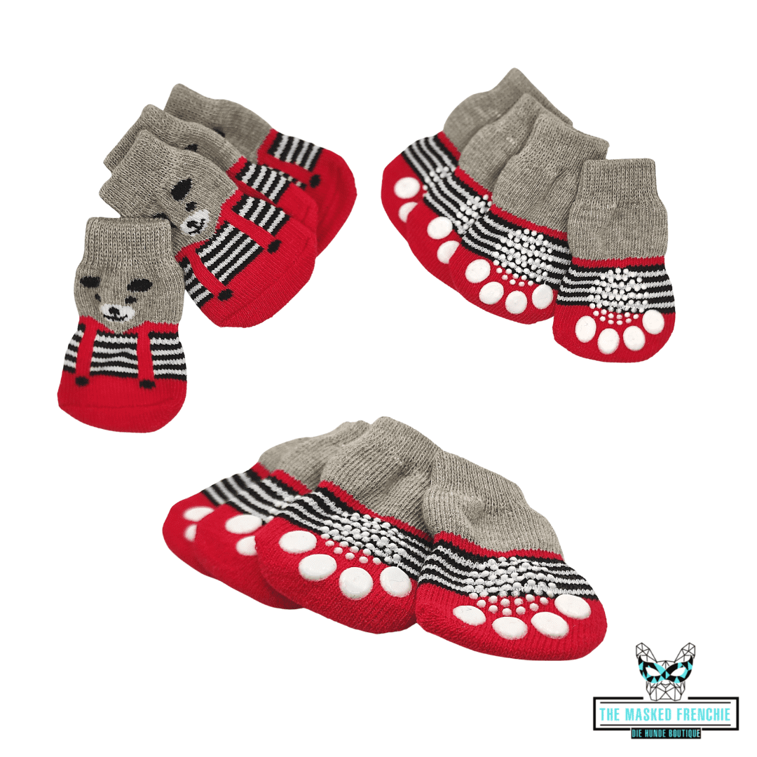 4er Set Haustier Anti-Rutsch Socken - die Beste Hundebekleidung bei The Masked Frenchie - Nur €4.50!