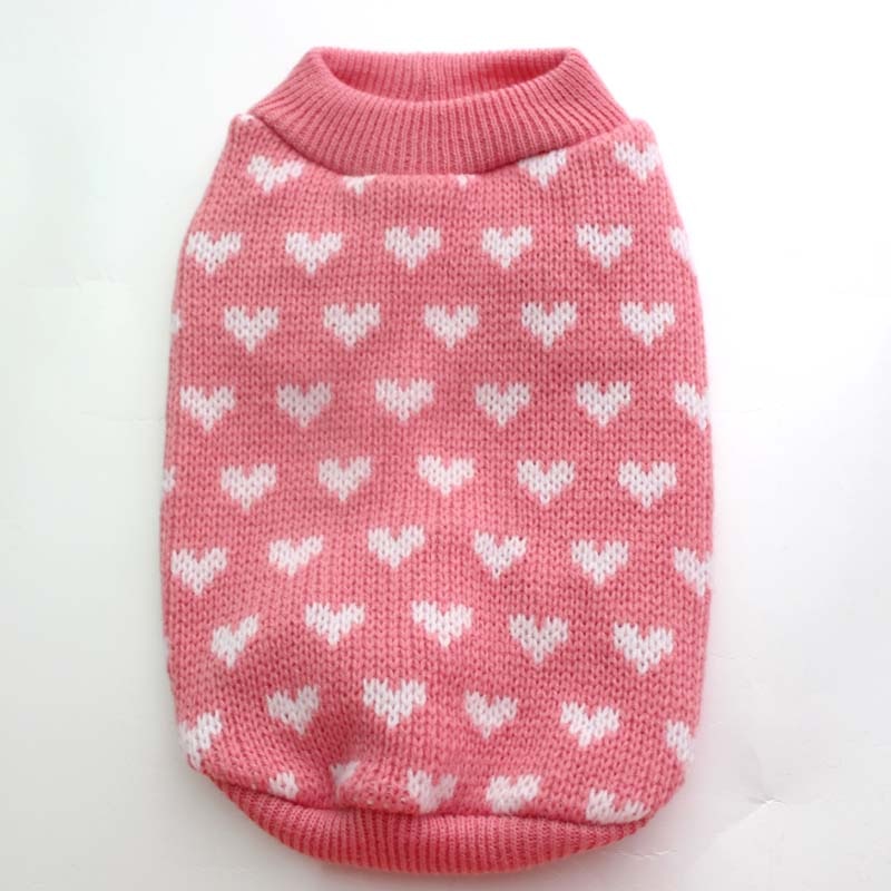 Warmer Valentins-Strickpulli mit Herzchenmuster für den Vierbeiner - die Beste  bei The Masked Frenchie - Nur €10.99!