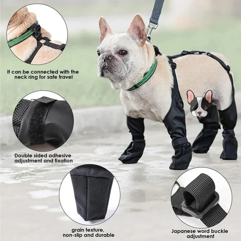 Wasserdichte Verstellbare Hundeschuhe - Pfotenbeschützer für Outdoor-Aktivitäten - die Beste  bei The Masked Frenchie - Nur €25.50!