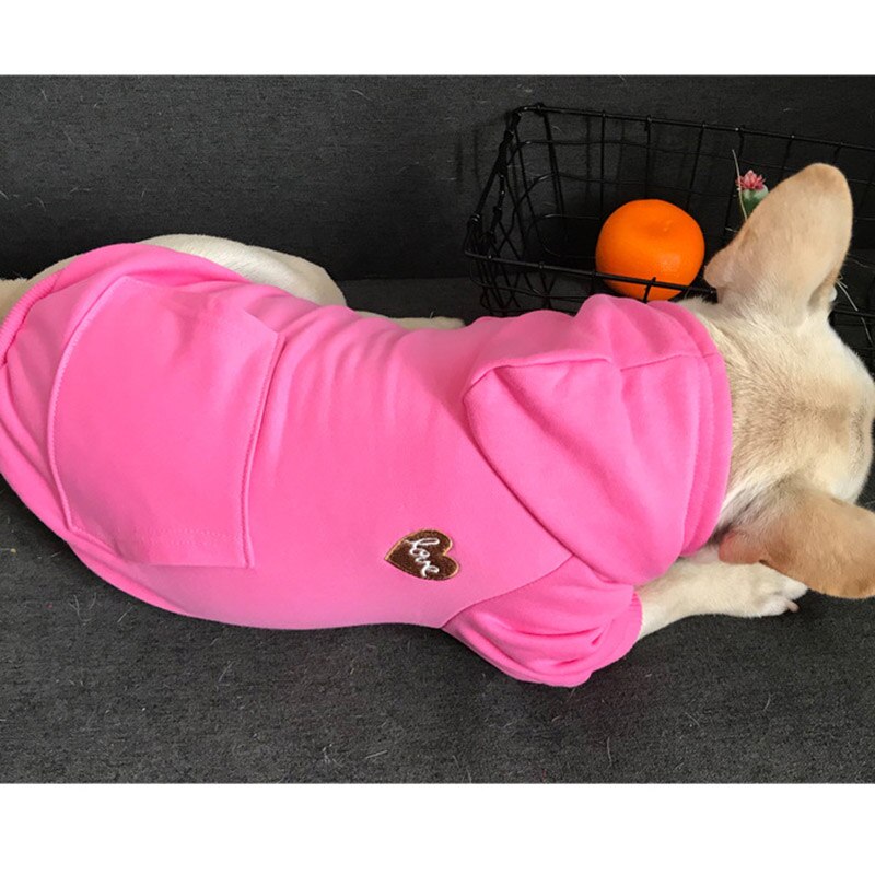 Partner Look! Kapuzenpulli in poppigen Pink - die Beste Hundebekleidung bei The Masked Frenchie - Nur €21.99!