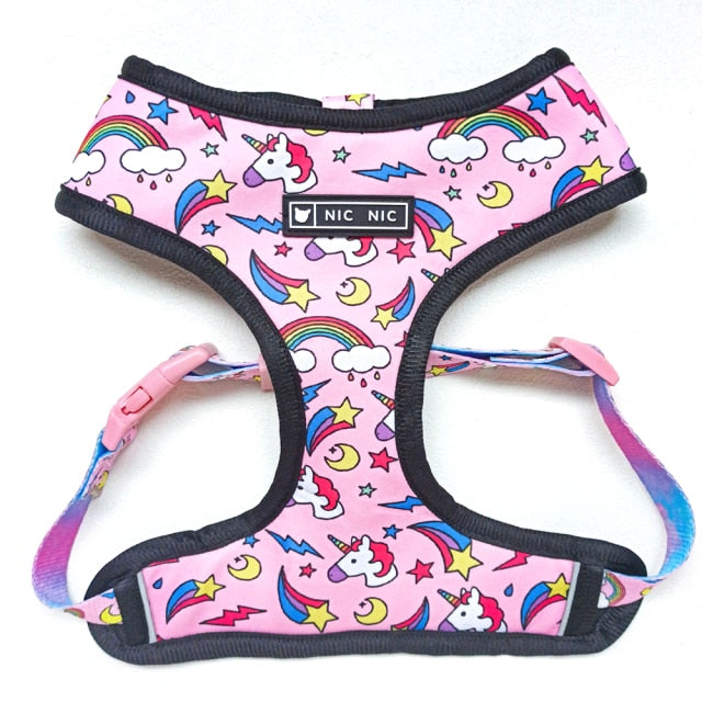 Buntes Einhorn Geschirr und Leine Set - Rosa oder Blau - die Beste Halsbänder & Geschirre bei The Masked Frenchie - Nur €29.99!