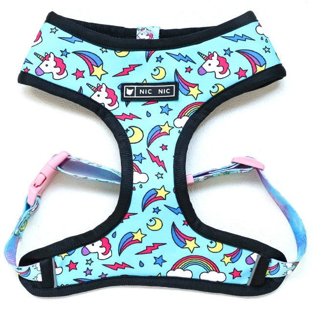 Buntes Einhorn Geschirr und Leine Set - Rosa oder Blau - die Beste Halsbänder & Geschirre bei The Masked Frenchie - Nur €29.99!