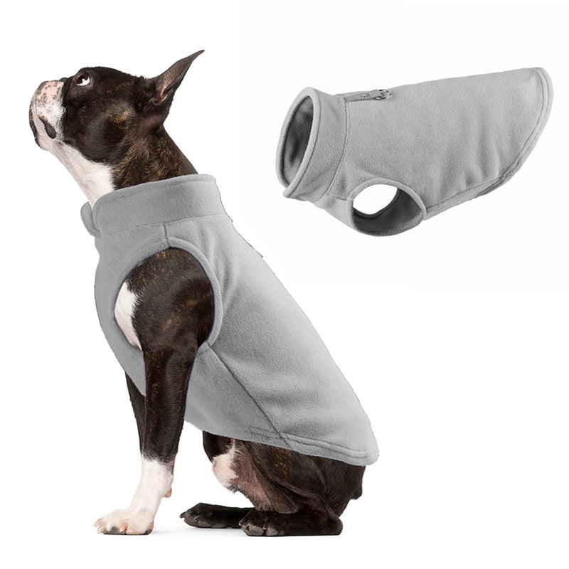 Winter Fleece Weste in Grau - die Beste Hundebekleidung bei The Masked Frenchie - Nur €10.00!