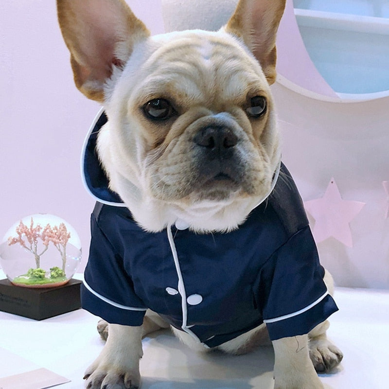 Weicher Seiden-Hundepyjama im Britischen Stil - die Beste Hundebekleidung bei The Masked Frenchie - Nur €14.99!