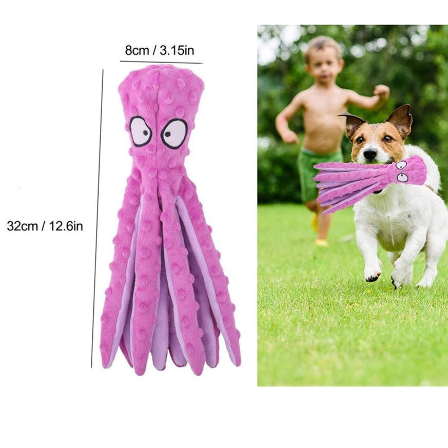 Bissfester Plüsch Krake - Pink - die Beste Hundespielzeug bei The Masked Frenchie - Nur €8.75!